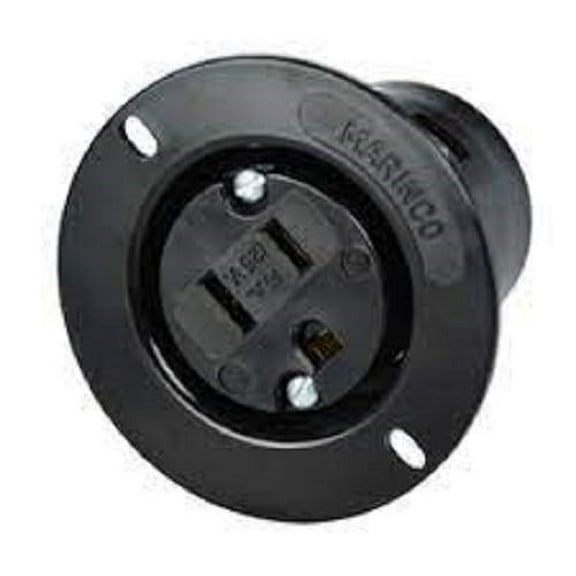 Marinco - 5279BL - 15A 125V FLANGED OUTLET SB BLACK - (Pack of 1)