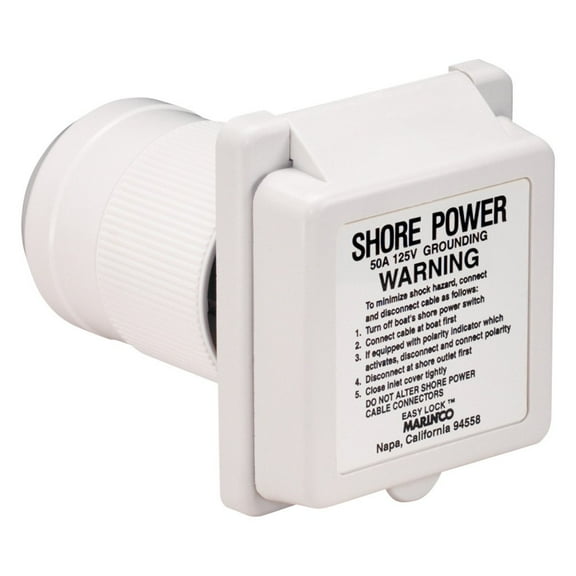 Marinco 6351EL-B - Shore Power 50A 125V Square White Inlet
