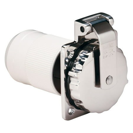 Marinco 6373EL-B - 50A Stainless Steel Inlet with Rear Safety Enclosure