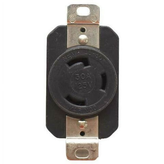 Marinco Boat Locking Power Receptacle | 30A 120V 3-Prong Black