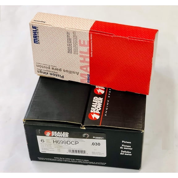 Marine +.030" over size Pistons & Rings Kit compitble with Mercruiser Chevy Vortec Marine 4.3L 262 ci (4.030" Bore size)