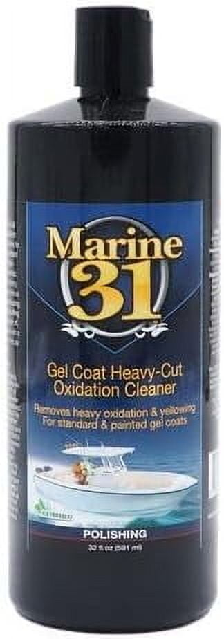 Marine 31 Gel Coat Heavy-Cut Oxidation Cleaner | Removes Oxidation & Restores Shine for Standard & Painted Gel Coat Surfaces | Cleans & Polishes Boat Exteriors | M31-211 | 32oz