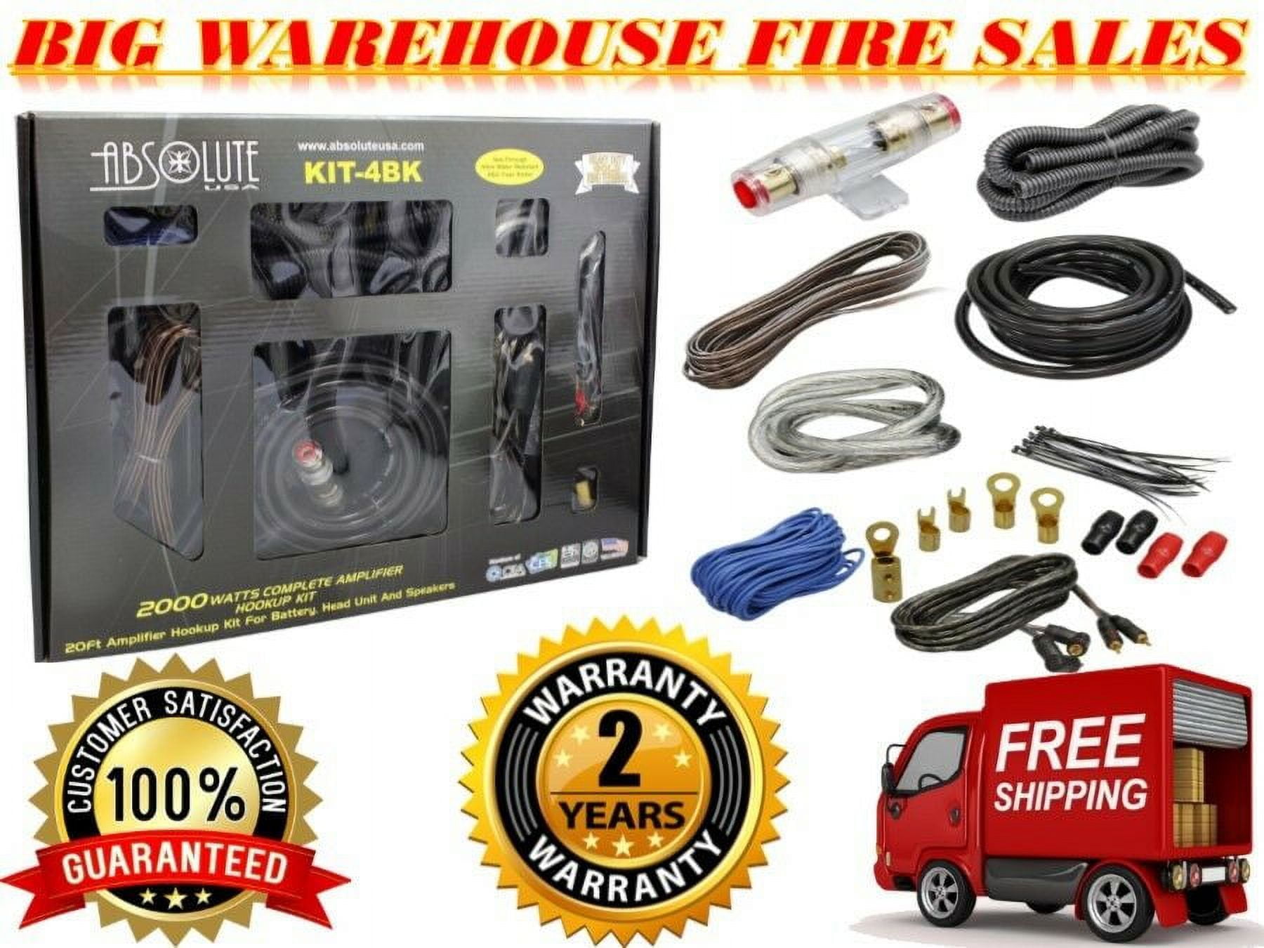 Marine 4 Gauge 2000W Car Amplifier Complete Installation Amp Kit Power