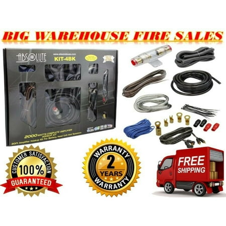 Marine 4 Gauge 2000W Car Amplifier Complete Installation Amp Kit Power Wiring