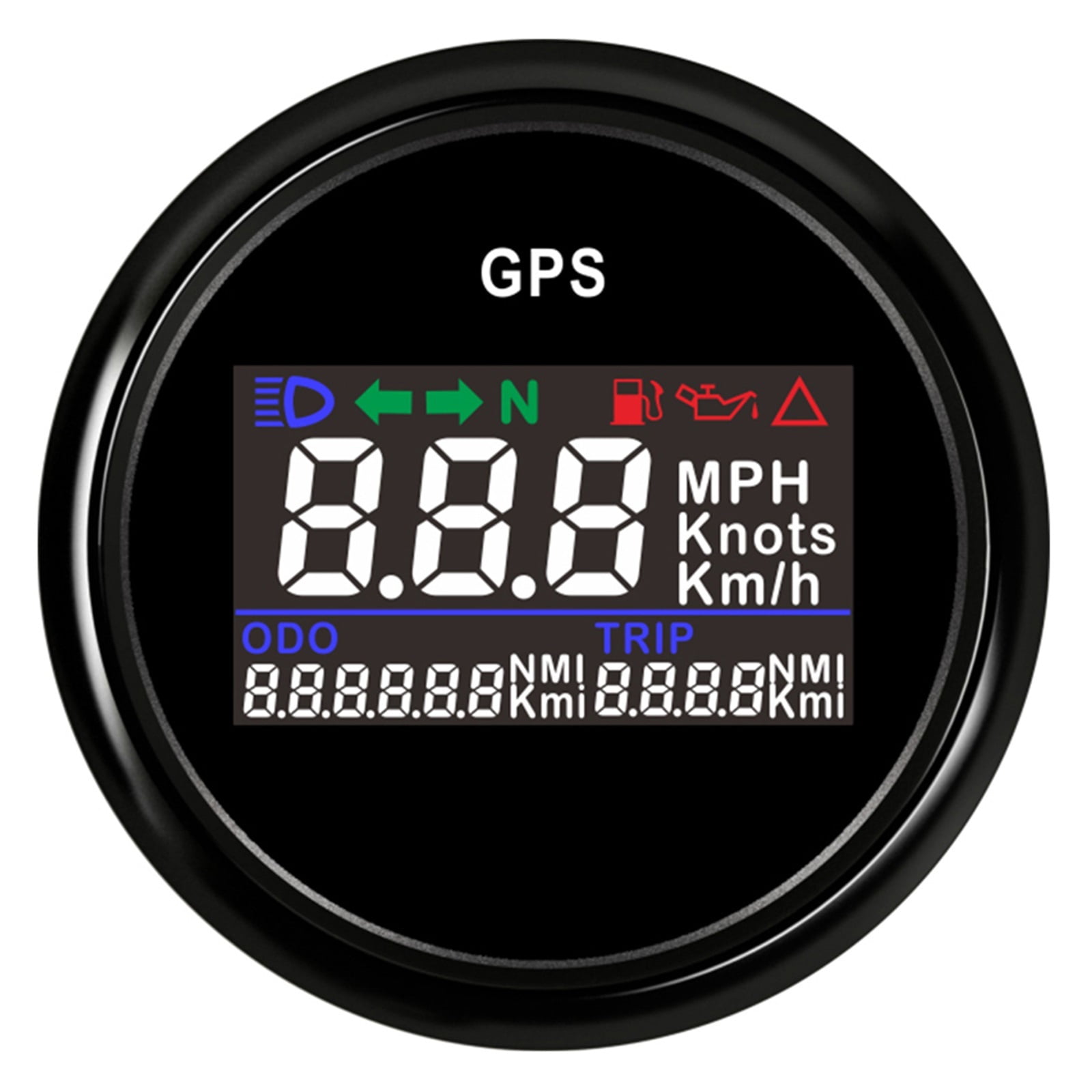Marine 52mm Digital GPS Speedometer KNOTS MPH KM/H Adjustable With GPS Antenna And Alarm