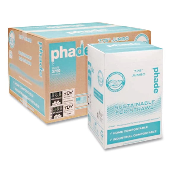 7.75 in. PHA Wrapped Marine Biodegradable Straws - Ocean Blue (375/Box, 10 Boxes/Carton)
