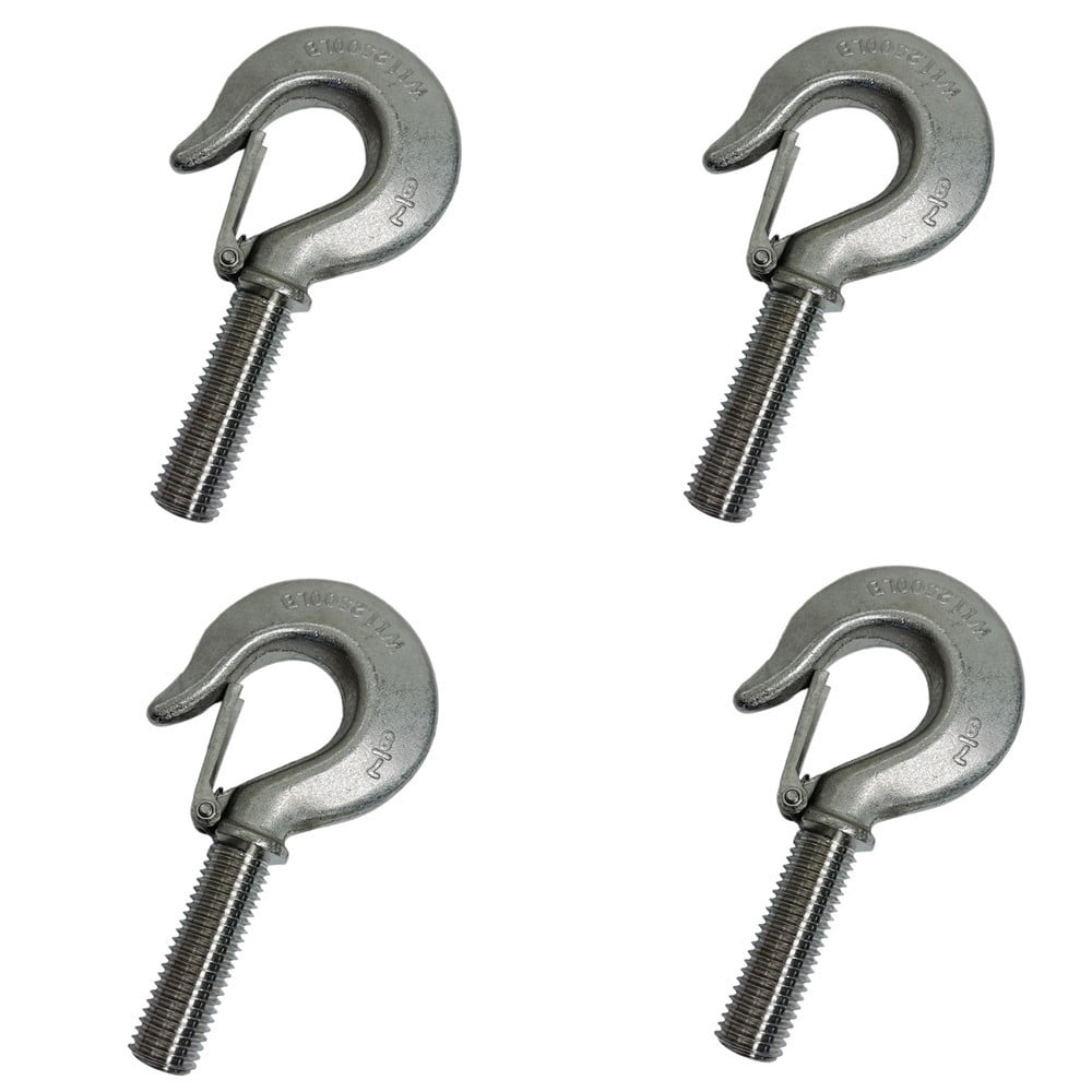 Marine 7/8" Threaded Shank Hook Drop Forged Hook 2500Lb WLL Stainless Steel 4Pcs