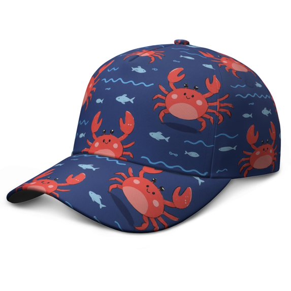Marine Adorable Crab Baseball Cap Adjustable Print Ball Cap for Women Men Shopping Beach Vacation