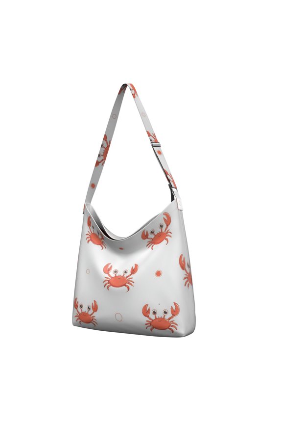 Marine Adorable Crab Canvas Handbag Cross Body Shoulder Purse Bag Tote Handbag for Women Men