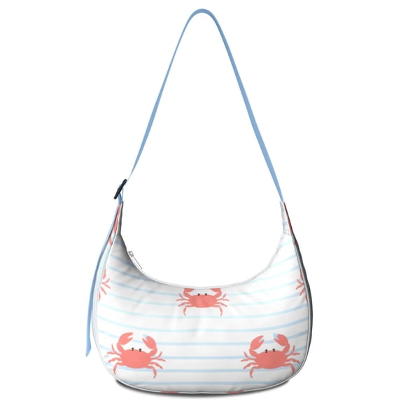 Marine Adorable Crab Crescent Crossbody Bag for Office Workers Moon Shoulder Bag for Shopping Hiking Cycling Gym