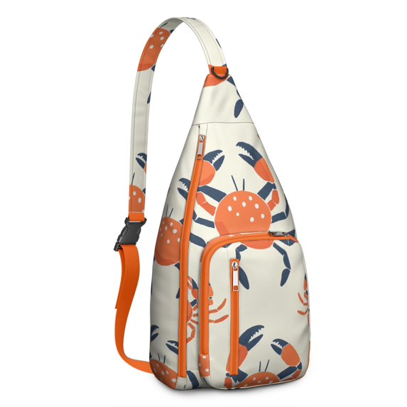 Marine Adorable Crab Crossbody Sling Bag Crossbody Travel Hiking Chest Backpack Shoulder Daypack for Women Men Unisex