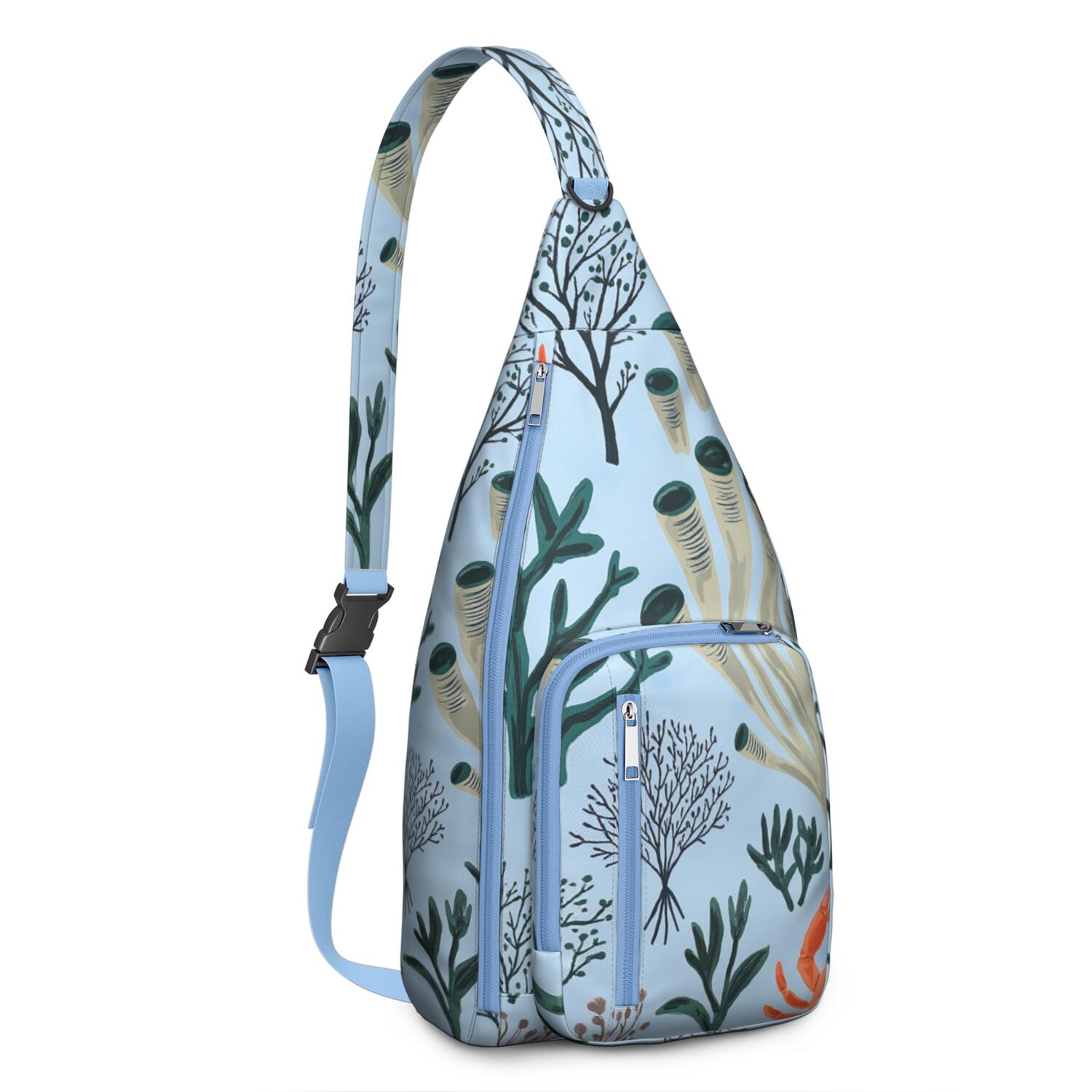 Marine Adorable Crab Crossbody Sling Bag Small Travel Backpack for Cycling Mountain Climbing