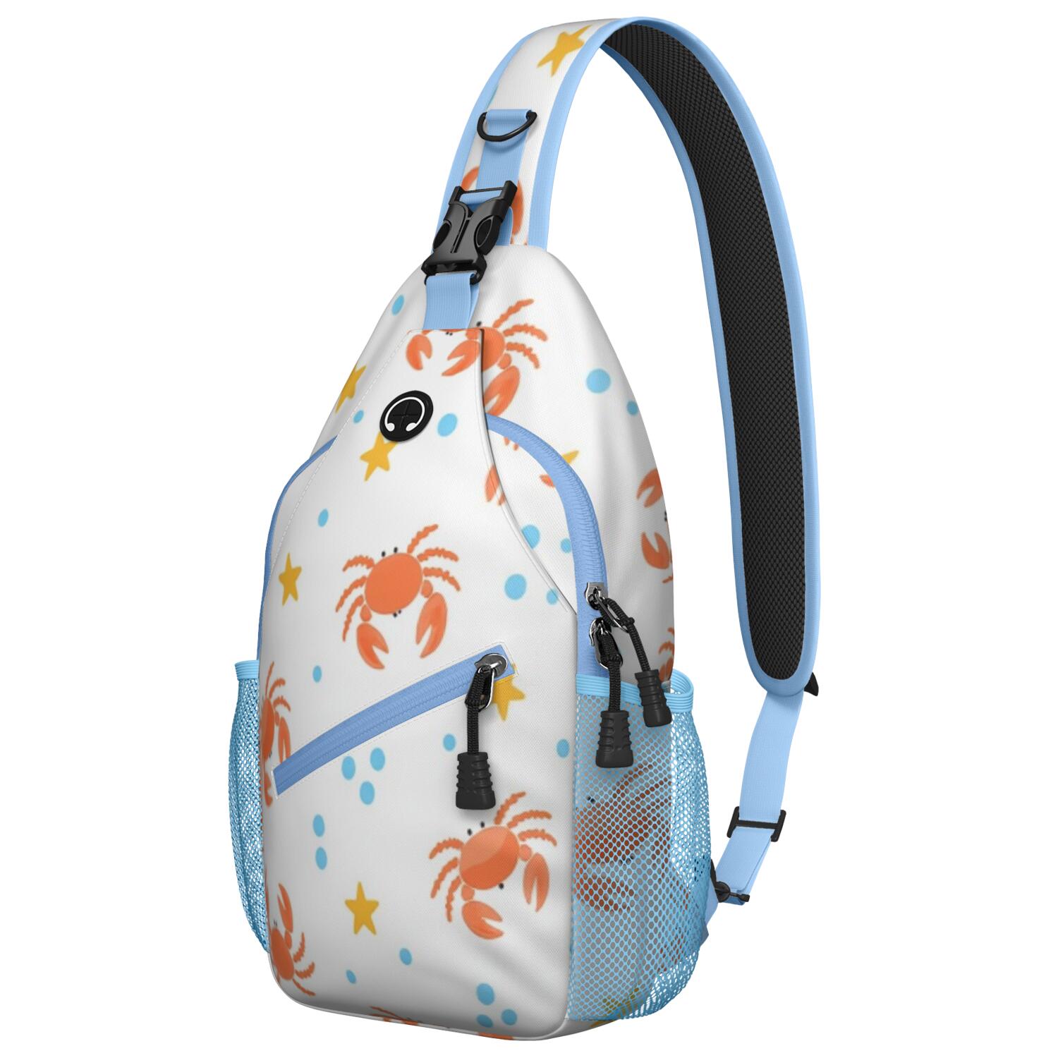 Marine Adorable Crab Crossbody Sling Bag for Women Men Fashion Backpack Crossbody Shoulder Bag Lightweight Hiking Sling Pack
