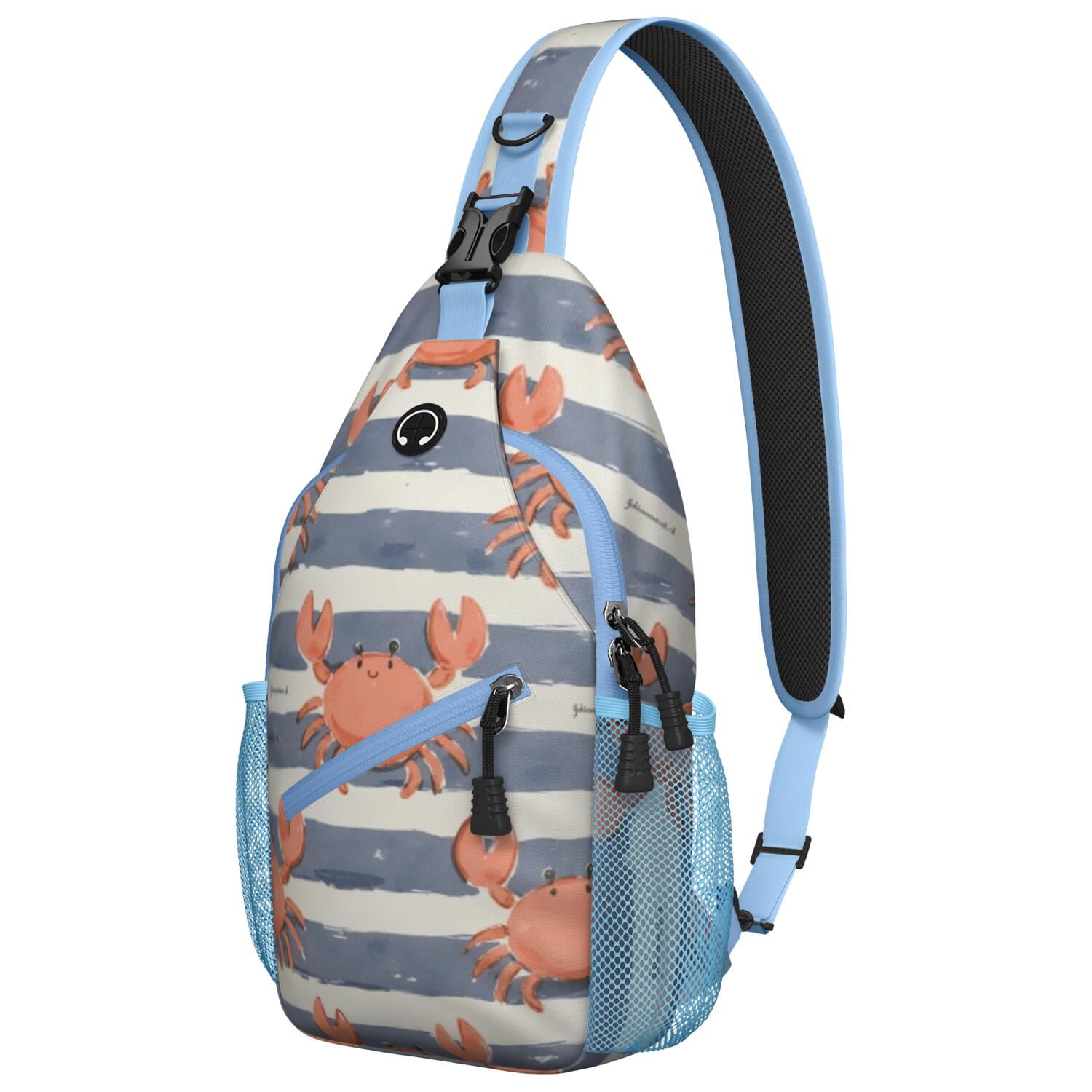 Marine Adorable Crab Crossbody Sling Bag for Women Men Shoulder Backpack Chest Bag AntiTheft Sling Shoulder Bag