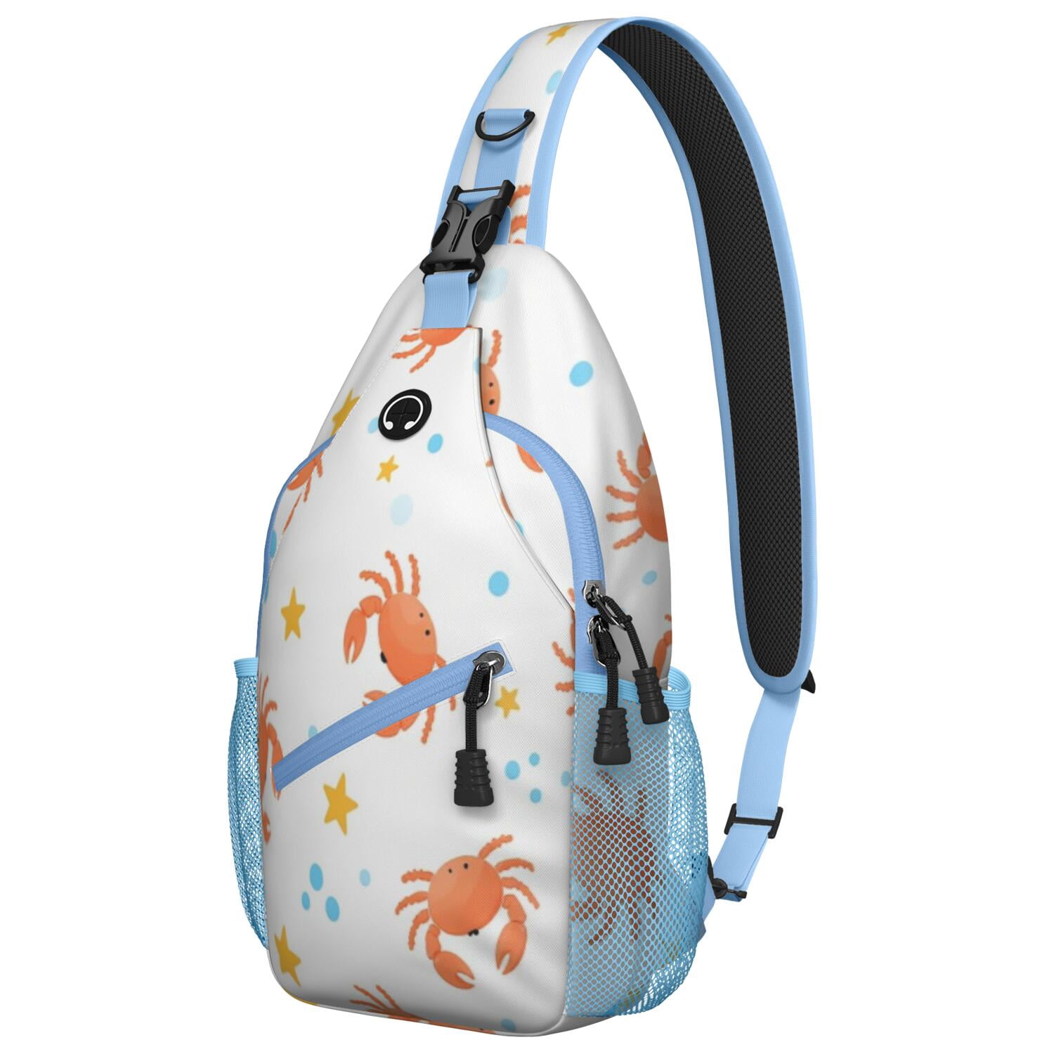 Marine Adorable Crab Crossbody Sling Bag for Women Men Travel Bag Trendy Sling Backpack Chest Bag Travel Hiking Casual Sport Daypack