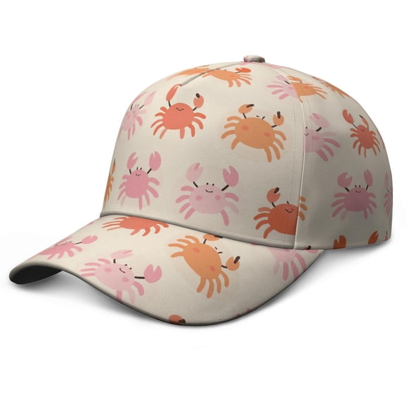 Marine Adorable Crab Dad Hat Washed Cap for Women Men Shopping Beach Vacation