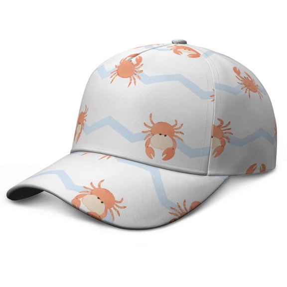 Marine Adorable Crab Dad Hat Washed Cap for Women Men Shopping Beach Vacation