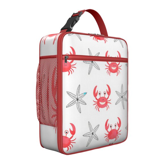 Marine Adorable Crab Lunch Box for Men Women Insulated Cooler Tote Bag Lunchbox for Office Work Picnic Reusable