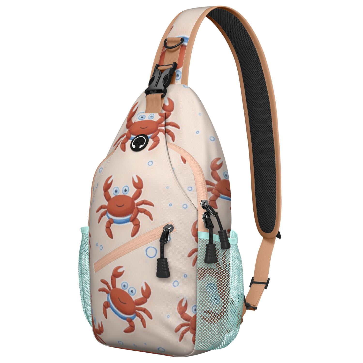 Marine Adorable Crab Sling Bag for Women Men Shoulder Backpack Chest Bag AntiTheft Sling Shoulder Bag