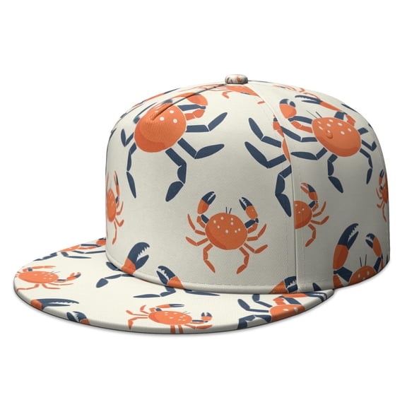 Marine Adorable Crab Snapback Hat Flat Brim Cap for Running Traveling