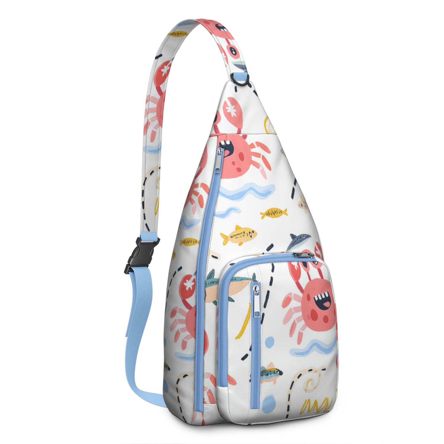 Marine Adorable Crab Travel Sling Bag Small Travel Backpack for Cycling Mountain Climbing