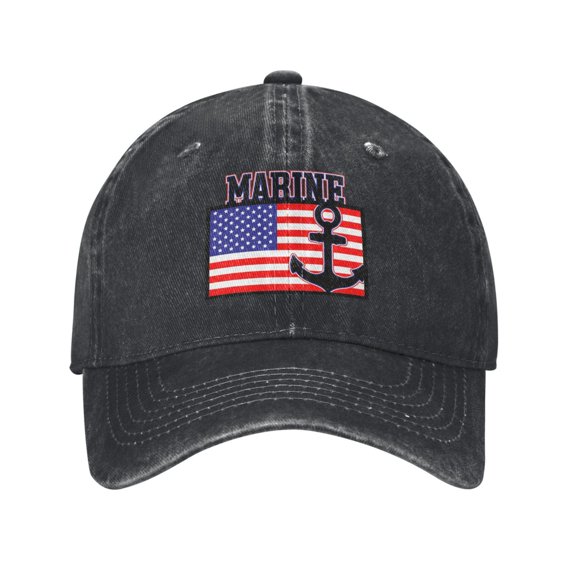 Marine American Flag Adult Adjustable Classic Washed Casquette Cap Hat Baseball Cap For Man For Woman