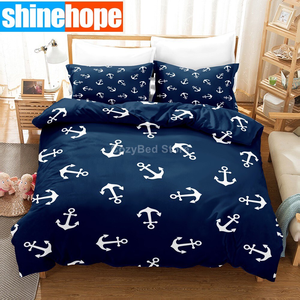Marine Anchor Bedding Set Ocean Sea 3d Duvet Cover Sets Comforter Bed Linen Twin King Single