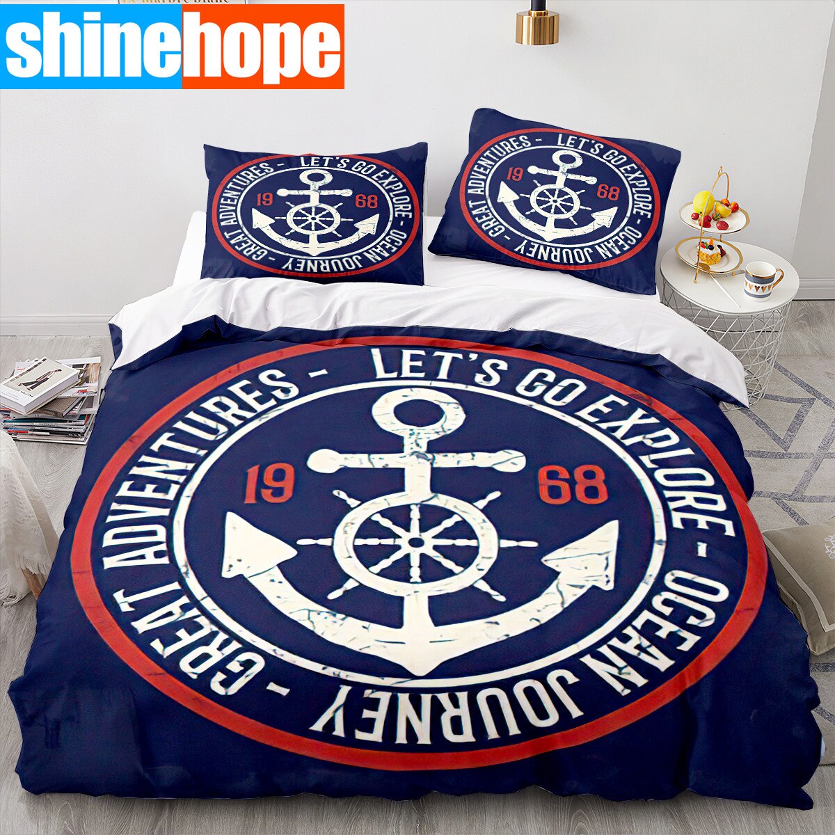 Marine Anchor Bedding Set Ocean Sea 3d Duvet Cover Sets Comforter Bed Linen Twin King Single