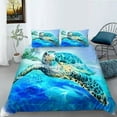 thumbnail image 1 of Marine Animal Bedding Set Longevity Turtle Duvet Cover Pillow Cover 2/3pcs Quick Drying Home Textile, 1 of 5