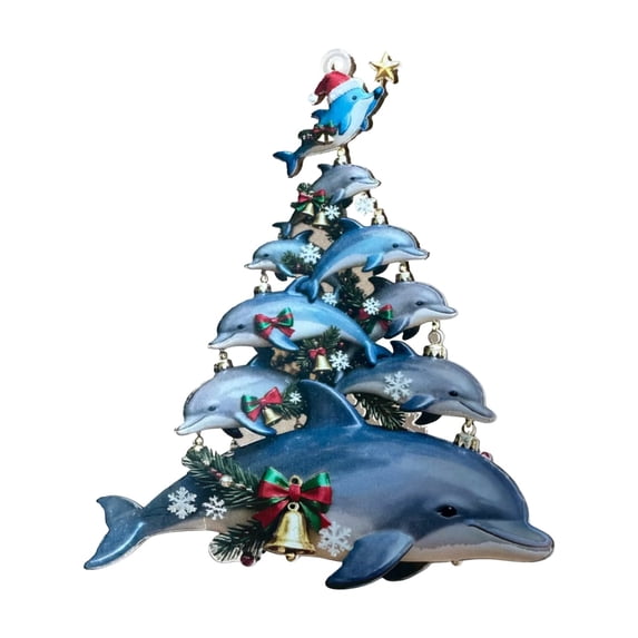 Marine Animal Pendant, 4.72" Acrylic Christmas Animal Ornaments, Home Christmas Tree Decorations, Holiday Hanging Decor, Storefront Displays Ornament Supply, Gift for Dolphin Lovers,Dolphin*5