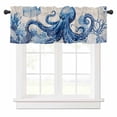thumbnail image 1 of Marine Animal Valances for Windows Octopus Coral Shell Linen Texture Rod Pocket Curtain Valance Window Treatment Short Curtains for Kitchen Living Room, 58"x16", 1 of 5