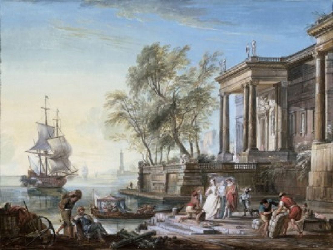 Marine Au Soleil Couchant Jean-Baptiste Lallemand (ca1716-ca1803 French) Musee des Beaux-Arts Dijon France Canvas Art - Jean-Baptiste Lallemand (18 x 24)