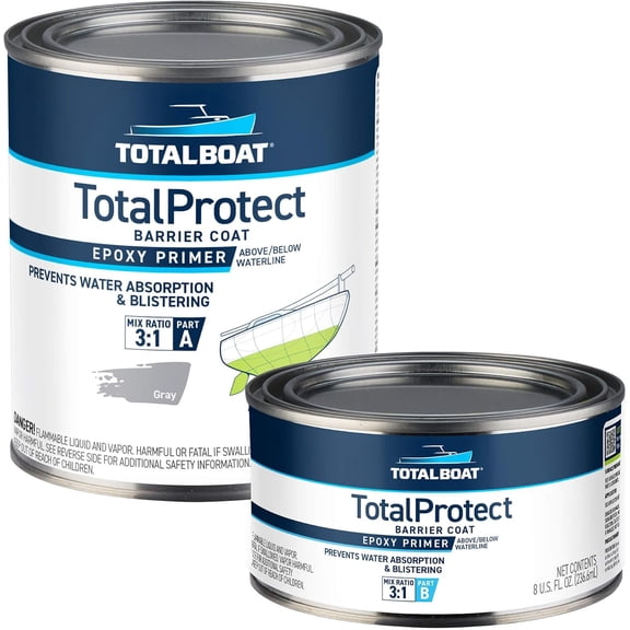 Marine Barrier Coat Epoxy Primer - Gray Quart | 2-Part System Prevents Fiberglass Blisters & Metal Corrosion; Use with Topside Paint, Bottom Paint & Fairing Compound