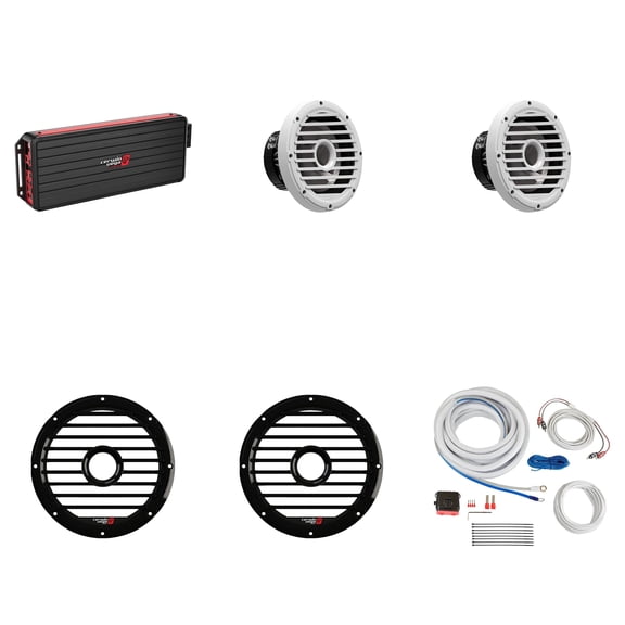 Cerwin Vega Marine Bass Upgrade 4 Channel Amplifier with (2) 10" 4-Ohm Black Subwoofers and Install Kit