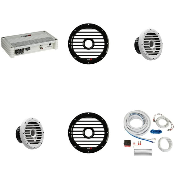 Cerwin Vega Marine Bass Upgrade Stroker Mono Amplifier with (2) 10" 4-Ohm Black Subwoofers and Install Kit