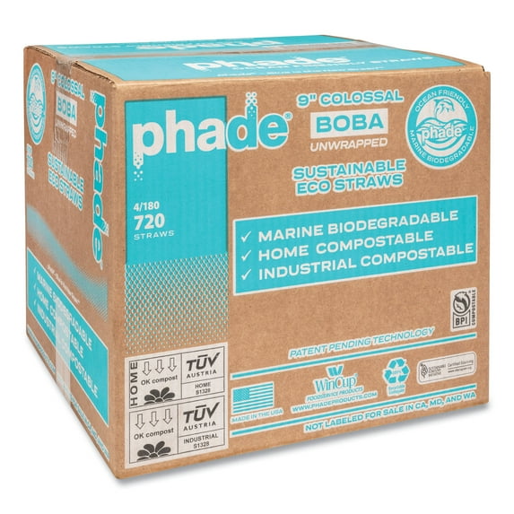 Marine Biodegradable Straws, Boba Straws, 9", Ocean Blue, 720/Carton | Bundle of 2 Cartons