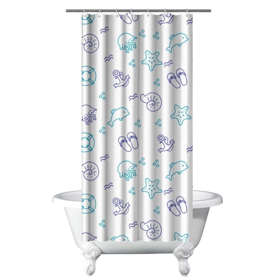 Marine Biology Shower Curtain - Tropical Starfish & Sea Life Patterns, Waterproof Reusable Bathroom Decor for Beach Houses,36x72in