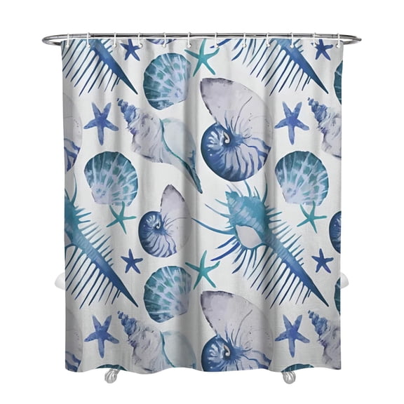 Marine Biology Shower Curtain - Tropical Starfish & Sea Life Patterns, Waterproof Reusable Bathroom Decor for Beach Houses,72x84in