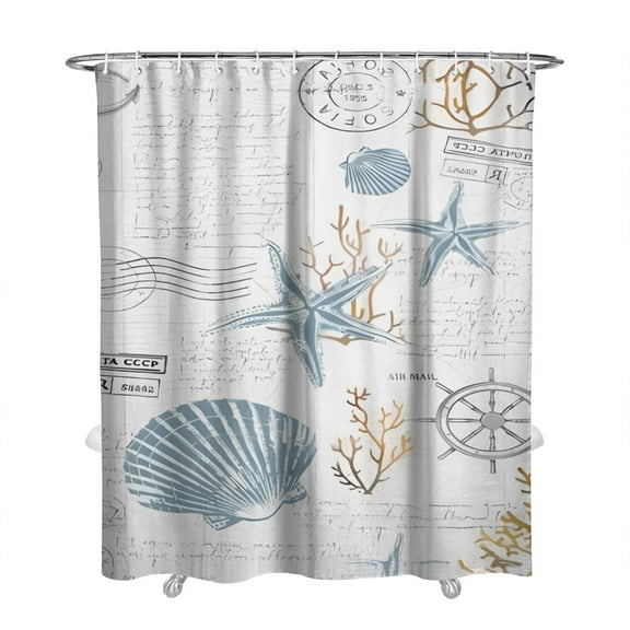 Marine Biology Shower Curtain - Tropical Starfish & Sea Life Patterns, Waterproof Reusable Bathroom Decor for Beach Houses,72x84in