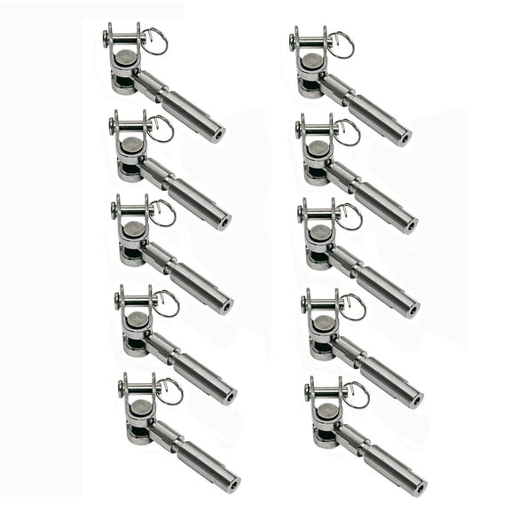 Marine Boat 1/8" Swageless Cable Wire Railing Toggle Jaw, Stainless Steel, 10 PC