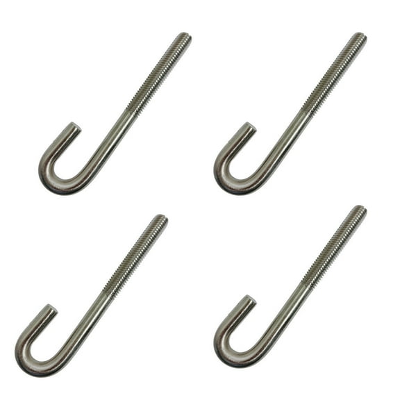 Marine Boat 3/8" x 5" J Bolt Spring Hook J-Bolt J Hook Stainless Steel 4 Pcs