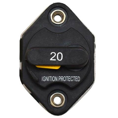 Marine Boat Circuit Breaker | Panel Mount 20 Amp Yellow