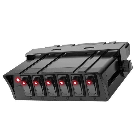 Marine Boat Control Panel with Illuminated Rocker Circuit Layout, ABS Housing for Yacht Vehicle Cabin Dashboard Use
