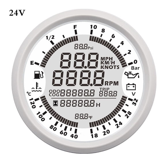 Marine Boat Digital GPS Speedometer Tachometer for Auto Motor 12V 24V Fuel Level Water temp 6 in 1 Multi-functional Gauge Meter ,Easy to Install