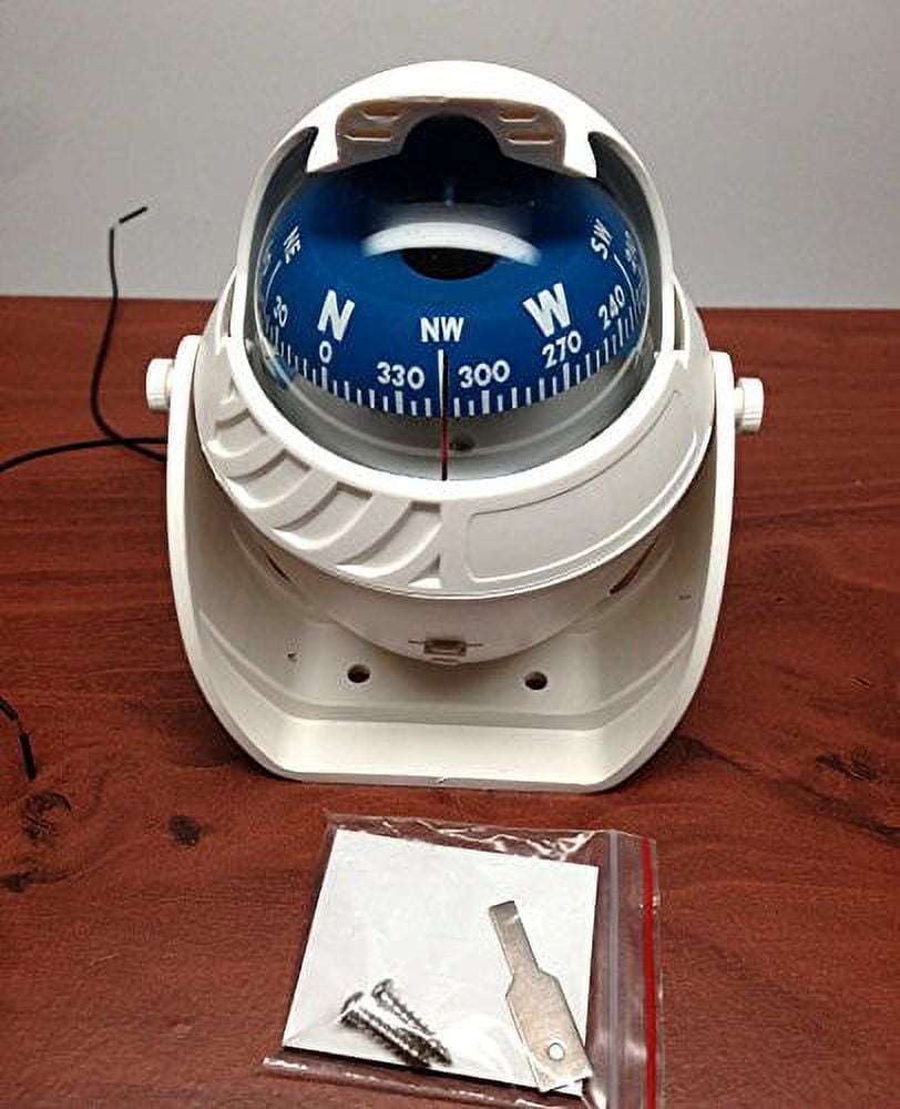 Marine Boat Nautical Sport White Lighted Compass with Bracket Visible LUBER LINE