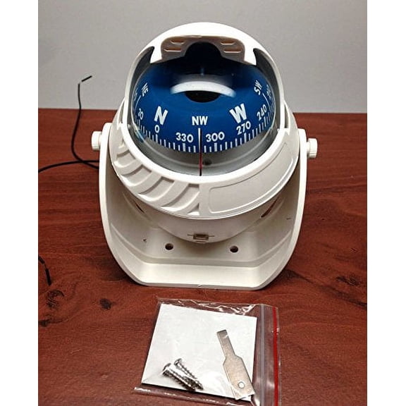 Marine Boat Nautical Sport White Lighted Compass with Bracket Visible LUBER LINE