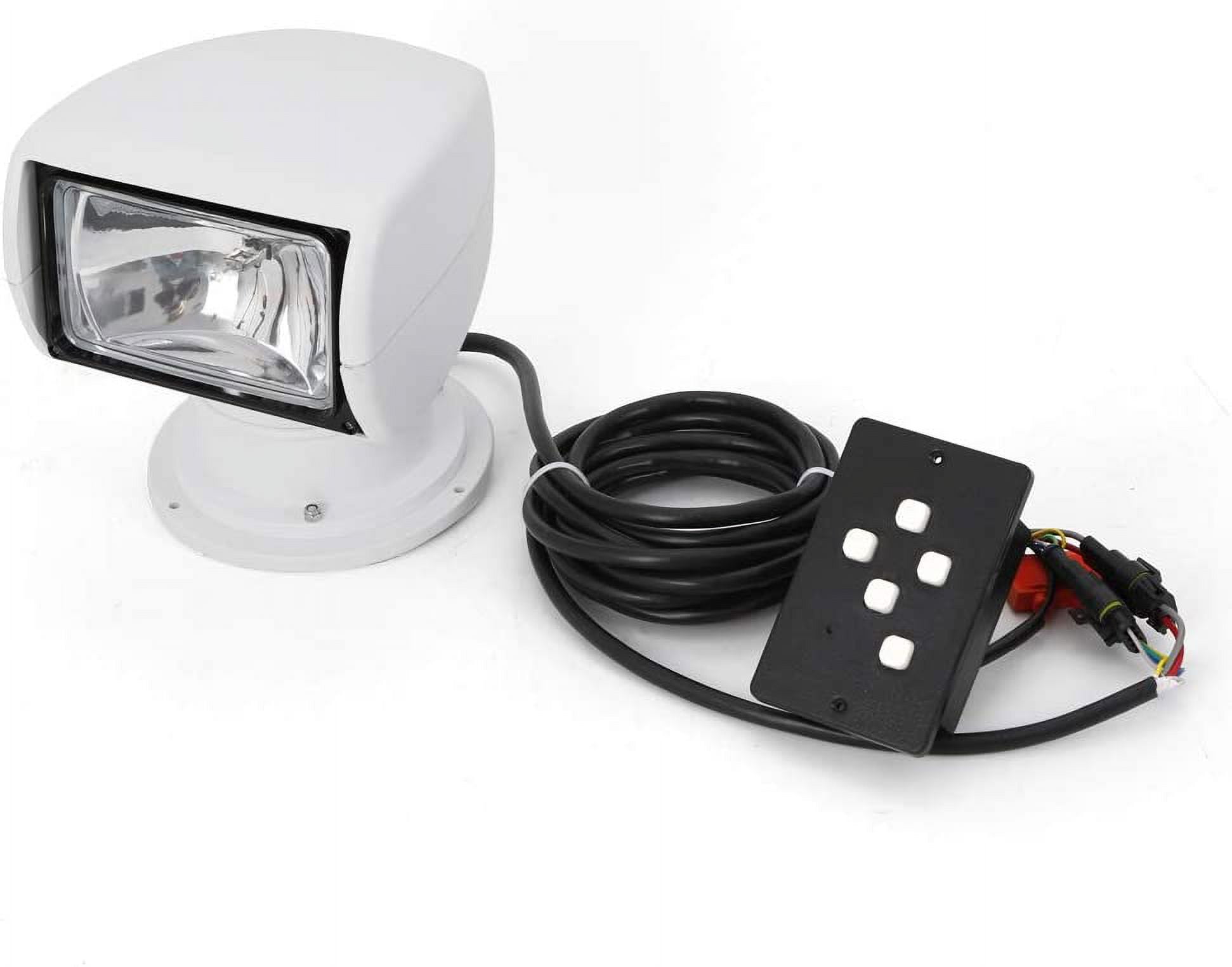 Marine Boat Remote Control Spotlight, 360 Rotate Halogen Searchlight Spotlight Searchlight 12V 100W, for Boats Search Sea Patrol Lighting Fishing Lighting (Simple remote control)