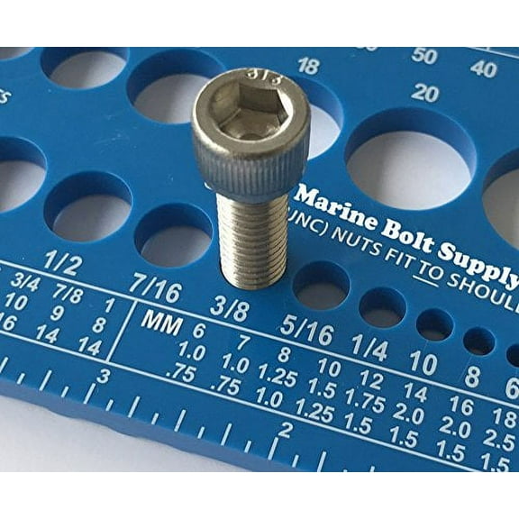 Marine Bolt Supply Nut, Bolt & Screw Gauge Standard & Metric Coarse & Fine Diameter, Length & Thread Pitch (Blue)