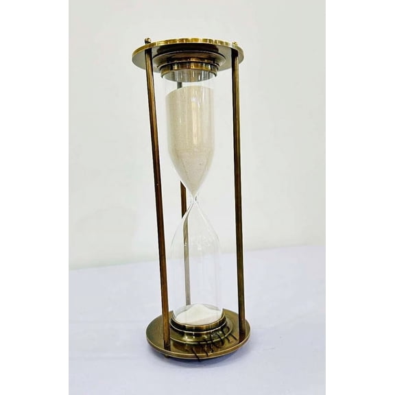 Marine Brass Sand Timer Hourglass Kelvin & Huges London Vintage Nautical Royal Navy Engraving Antique Home Office Decoration