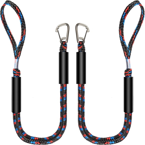 Marine Bungee Dock Lines, Boat Dock Rope, Jet Ski Accessories with Stainless Clip for for Jet Ski, SeaDoo, Yamaha WaveRunner, Kayak, Pontoon Boat, Dinghy (4 Feet)